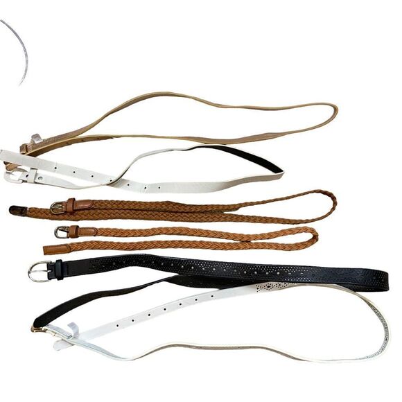Lot of 6‎ Ladies Skinny Belts Various Styles Size Medium to Large - Picture 1 of 16